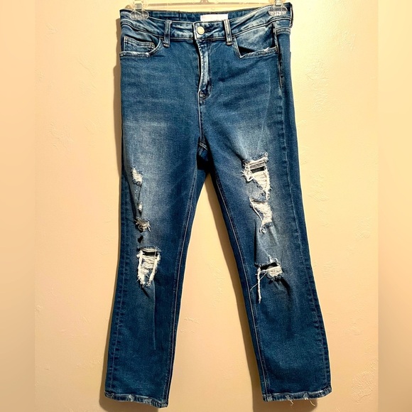 Vervet by Flying Monkey Distressed Straight Jeans - Picture 1 of 13